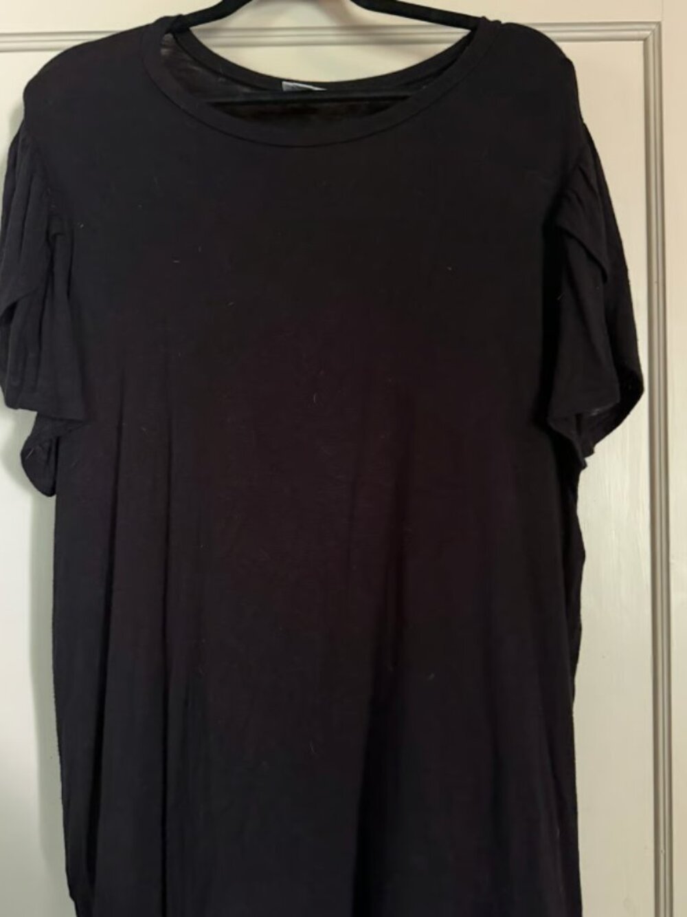 Solid Black Olive Flutter sleeve Top 3X